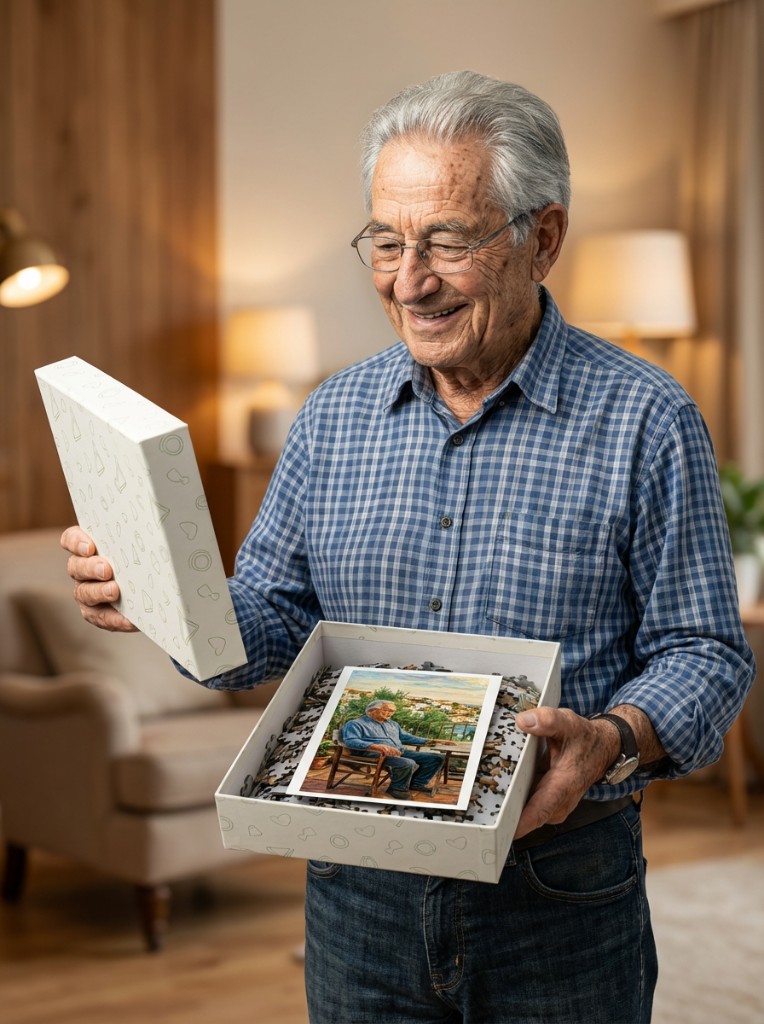 Fotopuzzel cadeau uitpakken