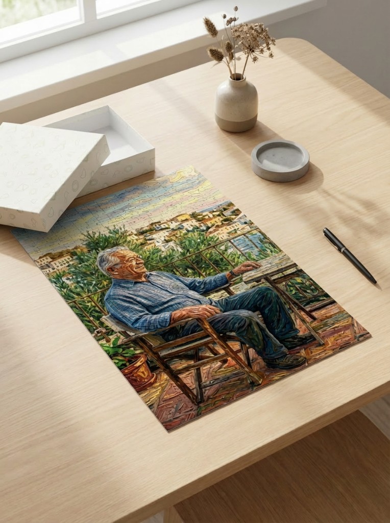 Fotopuzzel op tafel