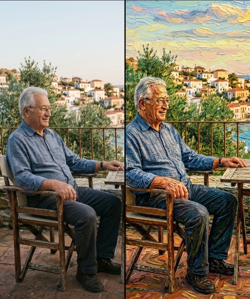 Van Gogh stijl voor en na