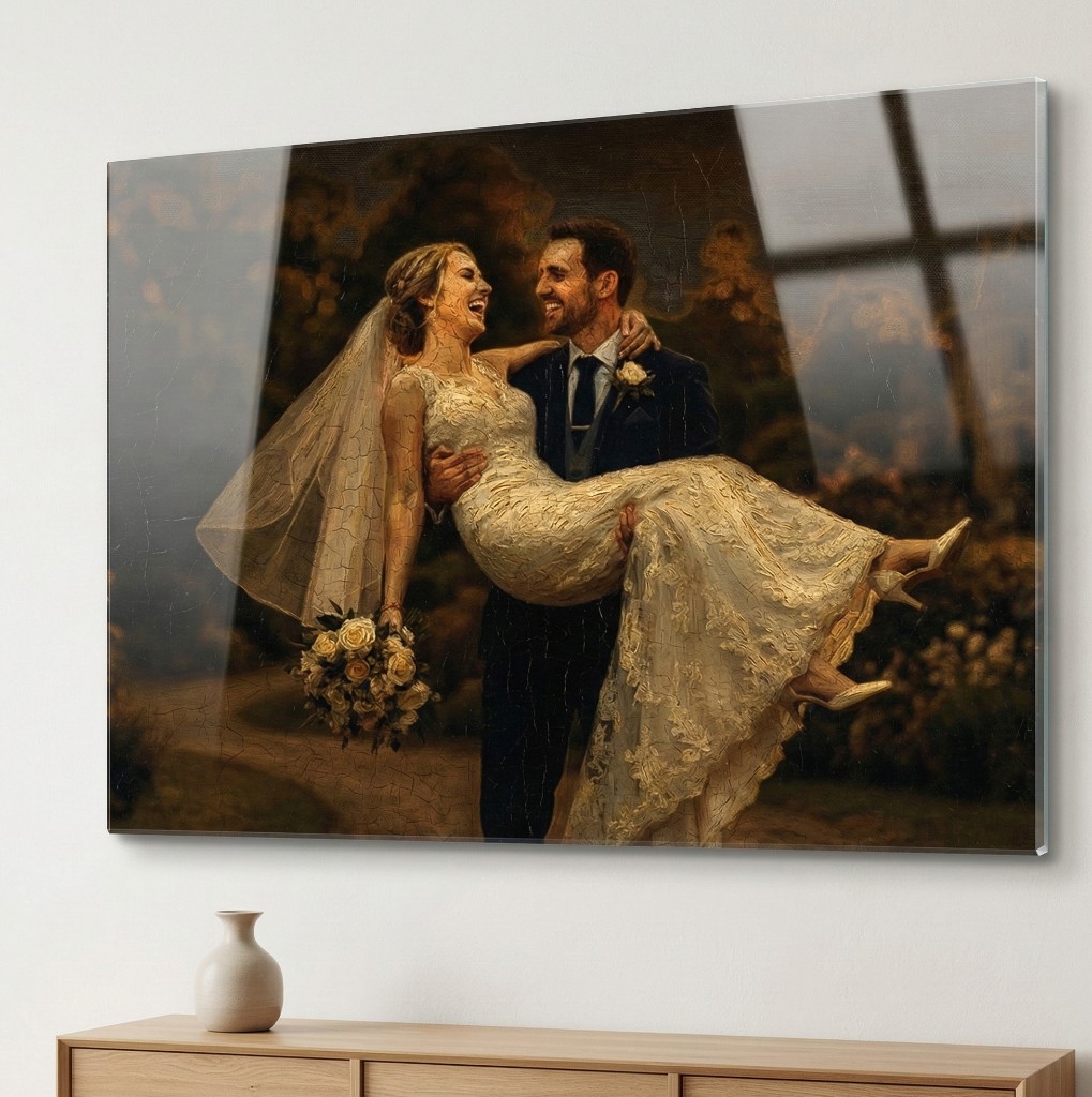 Plexiglas met kunstwerk
